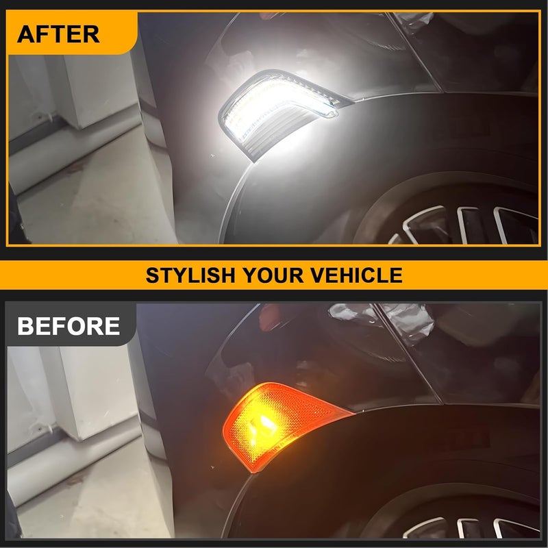 Mynoway LED Side Marker Light Compatible with 2021-2024 Yukon/XL/Denali Tahoe Suburban Escalade/ESV Waterproofled White 3D Light Bar Driver Passenger Sidemarkers Lamp Front Turn Singal Lights - Image 2